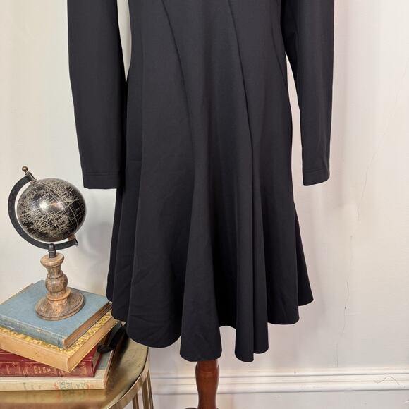 NWT Akris Punto Midi Dress A Line Black High Neck Modern Size 12 $1290 - Picture 4 of 12